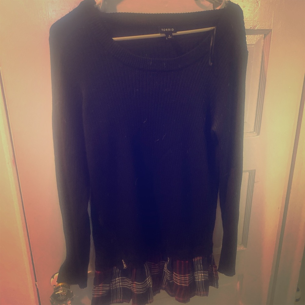 Torrid sweater with plaid trim. Size 2.
